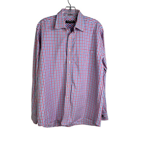 Oxford America Button Down Shirt Mens Large Multi Color Gingham Classic Preppy - Picture 1 of 11